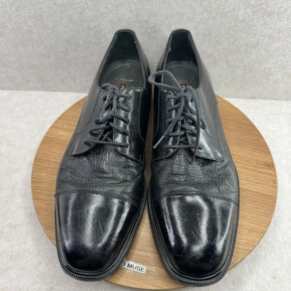Florsheim Shoes Mens Size 10 Black Leather Derby Dress Lace Up Cap Toe K18150 01